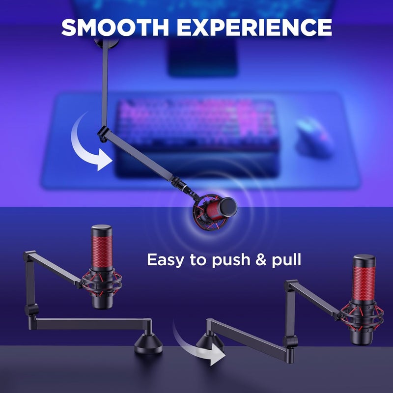 InnoGear ذراع ميكروفون منخفض الارتفاع، ذراع ميكروفون دوار 360° قابل للطي مع محول 3/8" إلى 5/8" لميكروفونات Fifine AM8 K669B Blue Yeti HyperX QuadCast SoloCast AT2020 وغيرها من الميكروفونات - Image 4